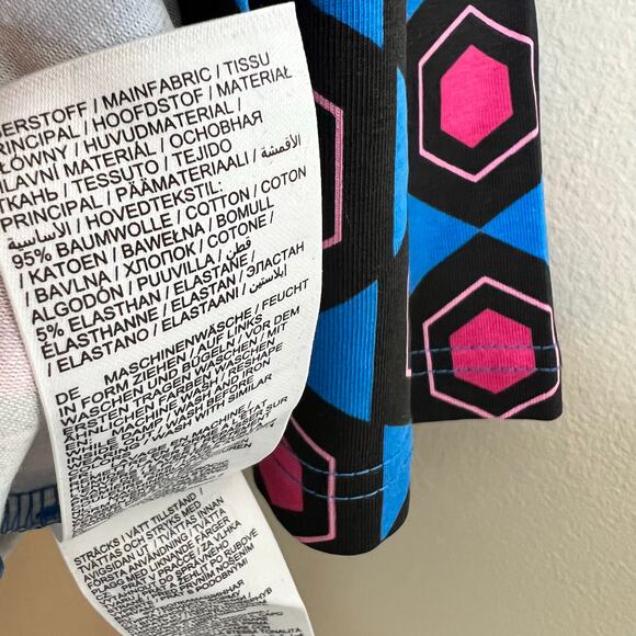 Ulla Popken Top 24/26 Womens Geometric Split Neck Cotton Blend Short Sleeve New - Picture 9 of 10